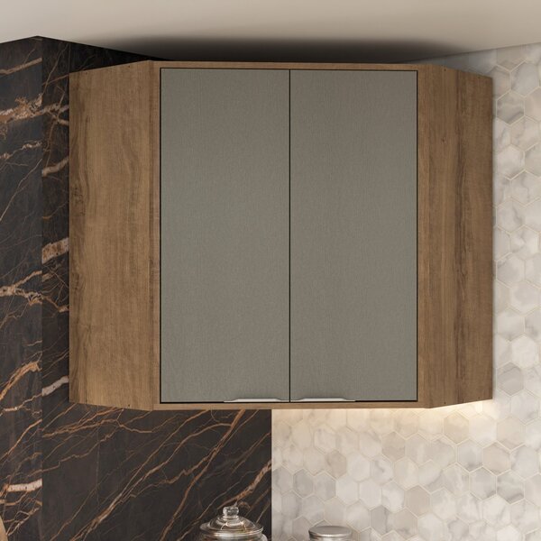 Armário Aéreo Canto Oblíquo Para Cozinha 2 Portas 70cm Lavíni