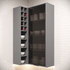 Armário Aéreo Canto Reto 1 Porta Com Vidro Belize  Cinza