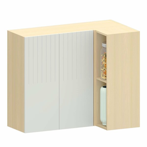 Armário Aéreo Canto Reto 2 Portas Com Nicho Aurora Cinza Cris