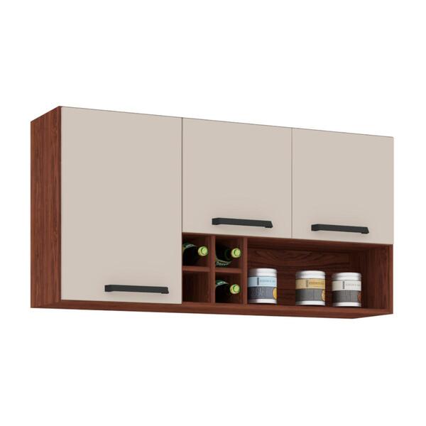 Armário Aéreo Com 3 Portas Paso Nogueira Off White