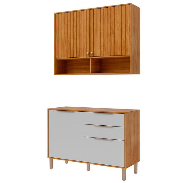 Armario Aereo Com Balcão Divina 120cm Com 4 Portas 2 Gavetas