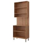 Armário Aéreo Com Balcão E Painel Ripado Divina 80cm 4 Portas