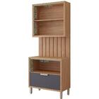 Armário Aéreo Com Balcão E Painel Ripado Eloise 80cm