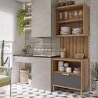 Armário Aéreo Com Balcão E Painel Ripado Eloise 80cm