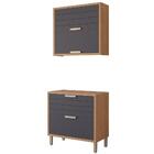 Armario Aereo Com Balcão Eloise 80cm Com 3 Portas E 1 Gaveta