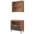 Armario Aereo Com Balcão Eloise 80cm Com 3 Portas E 1 Gaveta