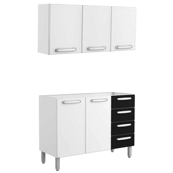 Armário Aéreo Com Balcão Evidence Aço 120cm 2 Portas Branco/p