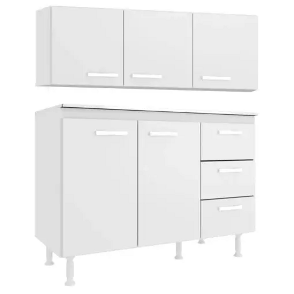 Armário Aéreo Com Balcão Evidencia 5 Portas 3 Gavetas Evidenc