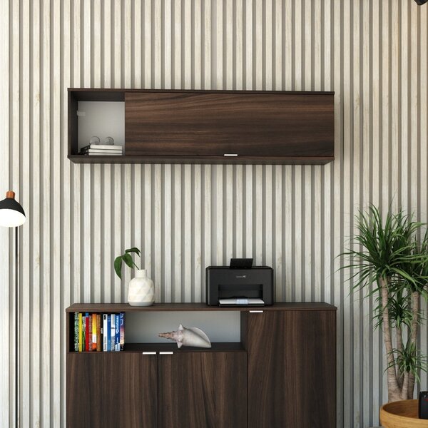 Armário Aéreo Com Nicho E Porta Basculante 35x135x35cm Nogal/