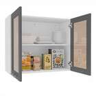 Armário Aéreo Com Vidro Fettuccini 2 Pt Branco E Cinza