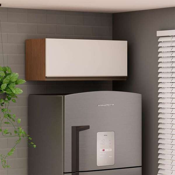 Armário Aéreo Conecta 1 Pt Ébano E Off White 80 Cm