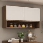 Armário Aéreo Conecta 2 Pt Ébano E Off White