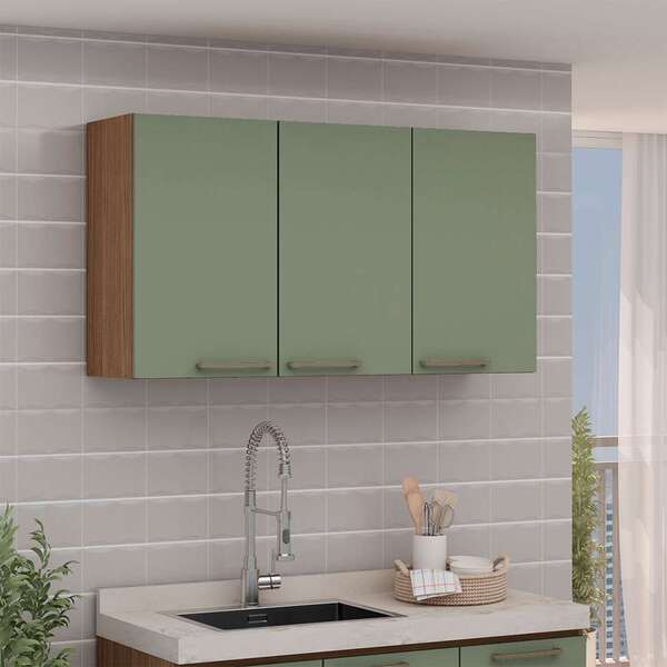 Armário Aéreo Conecta 3 Pt Ébano E Alecrim