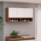 Armário Aéreo Conecta Com Nichos 3 Pt Ébano E Off White