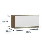 Armário Aéreo Cook 1 Pt Madeira E Branco 70 Cm