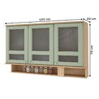 Armário Aéreo Cozinha 120 Cm 3 Portas 1 Prateleira Com Vidro