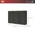 Armário Aéreo Cozinha 120 Cm 3 Portas 2 Prateleiras Chumbo -
