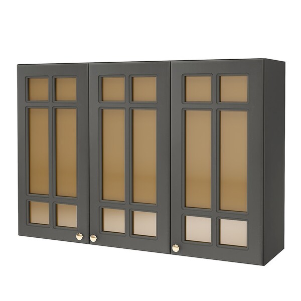 Armário Aéreo Cozinha 120 Cm 3 Portas 2 Prateleiras Com Vidro