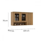 Armário Aéreo Cozinha 120 Cm 3 Portas Com Vidro Ipê - Decibal