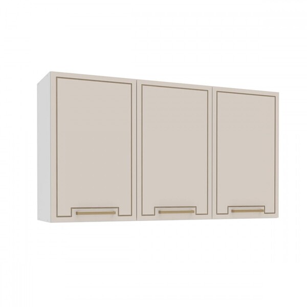 Armário Aéreo Cozinha 120 Cm Amara 3 Portas Branco/creme - Po
