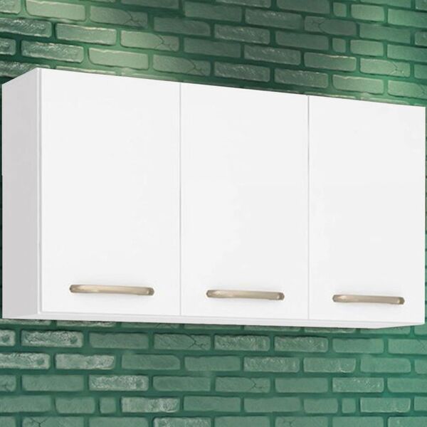 Armário Aéreo Cozinha 120 Cm Loá 3 Portas Branco - Nicioli