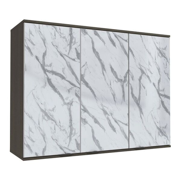 Armário Aéreo Cozinha 120 Cm Nox 3 Portas Com Vidro Pedra/oni