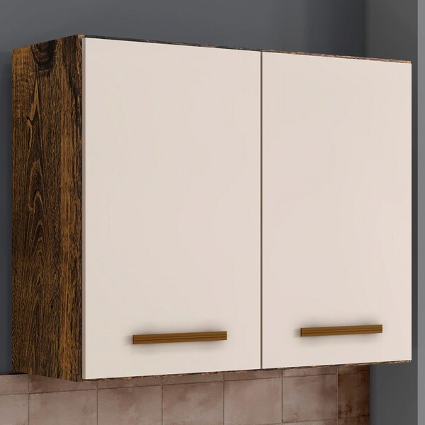 Armario Aéreo Cozinha 2 Portas Valencia Ypê/off White - Kaiki