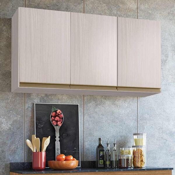 Armário Aéreo Cozinha 3 Portas Malbec Avelã Jade Peternella