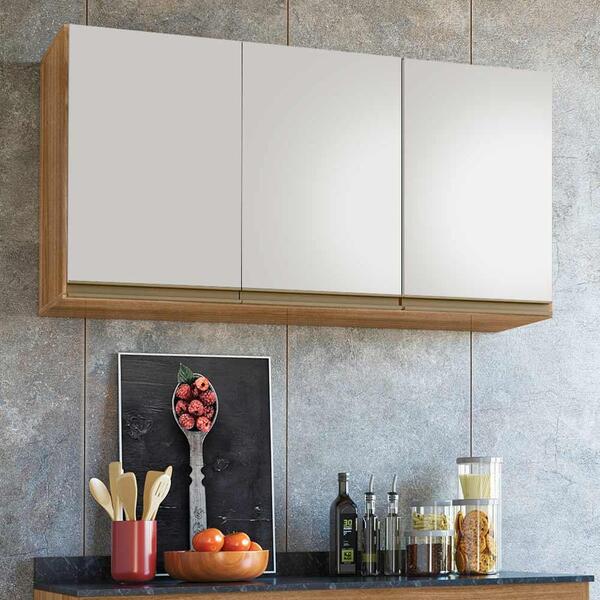 Armário Aéreo Cozinha 3 Portas Nature Off White Jade Peternel