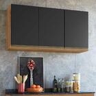 Armário Aéreo Cozinha 3 Portas Preto Nature Jade Peternella