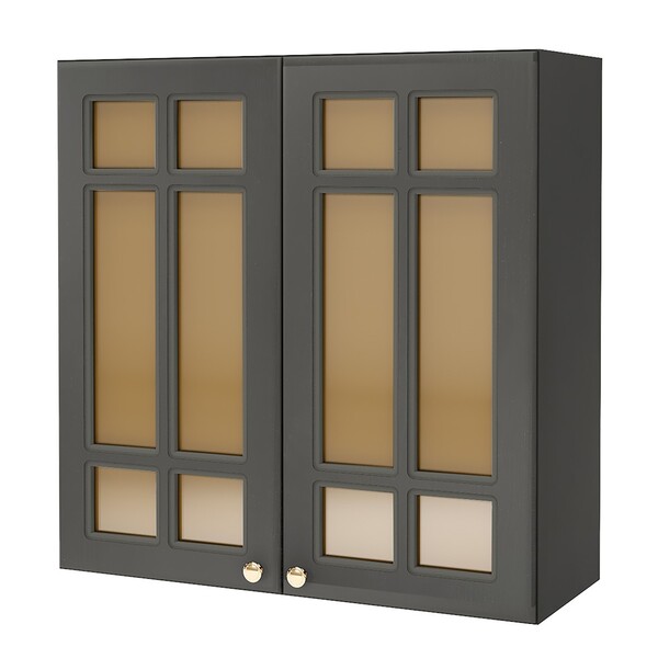 Armário Aéreo Cozinha 80 Cm 2 Portas 2 Prateleiras Com Vidro