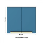 Armário Aéreo Cozinha 80 Cm 2 Portas Ph3075 Azul Orion - Édez