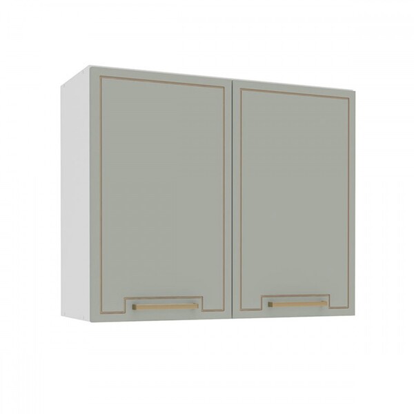 Armário Aéreo Cozinha 80 Cm Amara 2 Portas Branco/verde - Pol