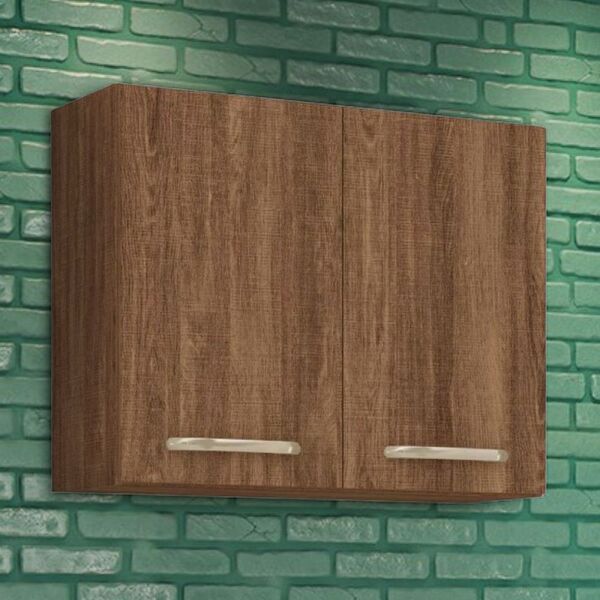 Armário Aéreo Cozinha 80 Cm Loá 2 Portas Évora Rústico - Nici