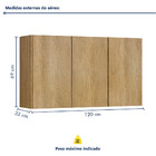 Armário Aéreo Cozinha Dakota 120 Cm 3 Portas Cinamomo - Valde