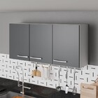 Armário Aéreo Cozinha Genebra 3 Portas Branco/cinza - Pnr Móv