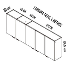 Armario Aereo Cozinha Modulada 2 Metros 5 Portas Castanho