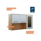 Armário Aéreo Cozinha Modulado  Áustria 3 Portas C/ Vidro Cin