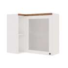 Armário Aéreo De Canto Iluminata Com Vidro 1 Pt Branco