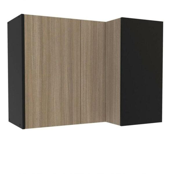 Armário Aéreo De Canto Mali 2 Portas Preto- Castanho