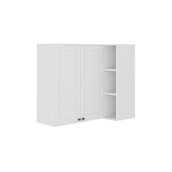 Armário Aéreo De Canto Milla Mdf 2 Portas Branco 80 Cm Carraro