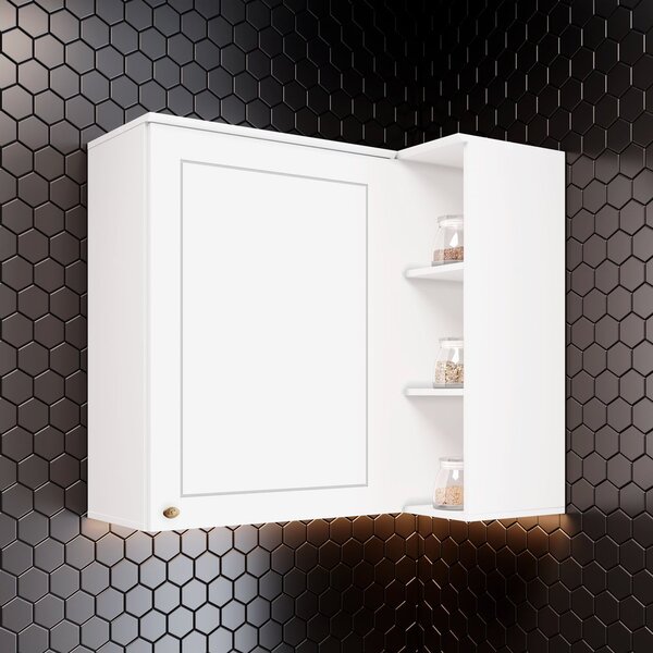 Armário Aéreo De Canto Reto 1 Porta Emily  Branco Hp