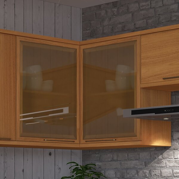 Armário Aéreo De Canto Reto 2 Portas Com Vidros Reflecta Para