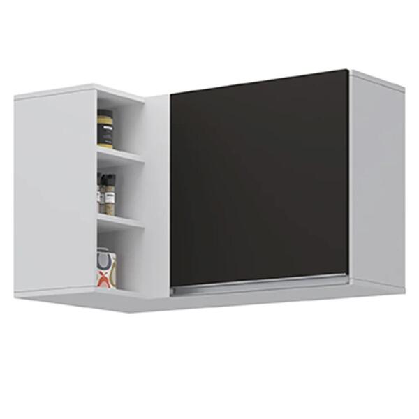 Armário Aéreo De Canto Reto Com Nicho Adega Austin Branco/pre