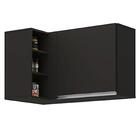 Armário Aéreo De Canto Reto Com Nicho Adega Austin Preto - Lu