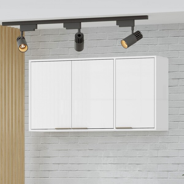 Armário Aéreo De Cozinha 120 Cm Gloria 3 Portas Branco Neve -