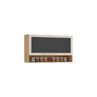 Armário Aéreo De Cozinha 120cm 2 Portas Em Vidro Fumê 1 Nicho