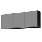 Armário Aéreo De Cozinha 150cm 3 Portas Argélia Preto/cinza -