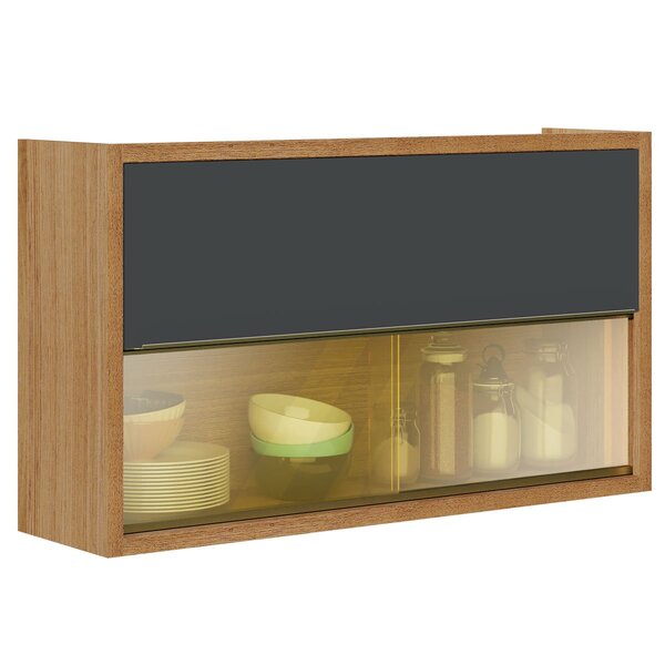 Armário Aéreo De Cozinha 2 Portas Com Vidro Opala Carvalho/gr