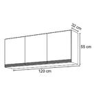 Armário Aéreo De Cozinha 3 Portas 120cm Andréia Preto - Ajl M